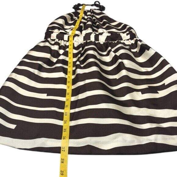 Milly Zebra Silk Cocktail Dress Brown Cream Halter Chain Strap Sleeveless Size 2 - Picture 8 of 16